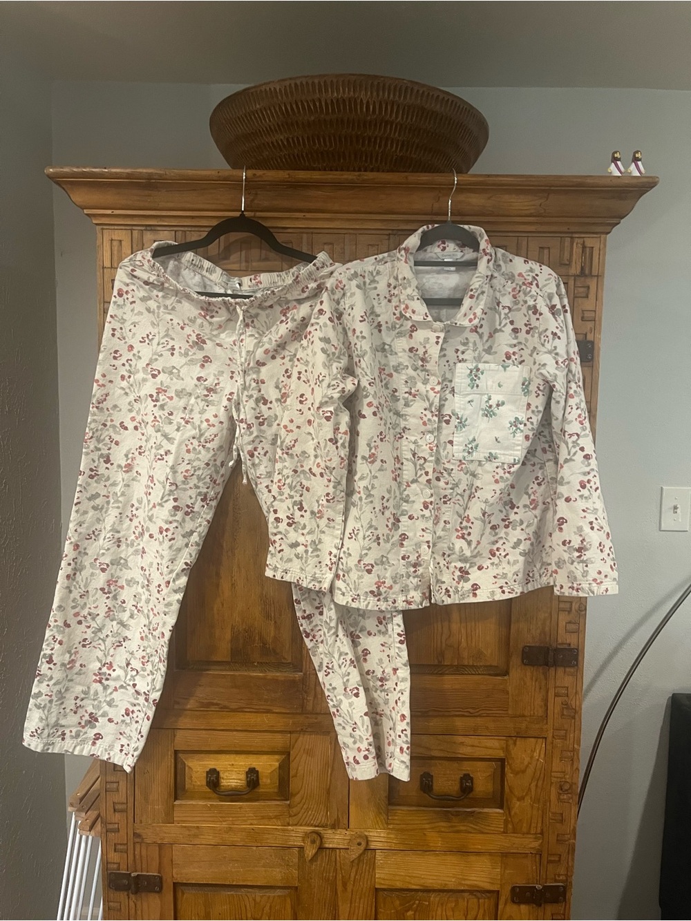 GARNET HILL Cotton Flannel Floral Pajama Set